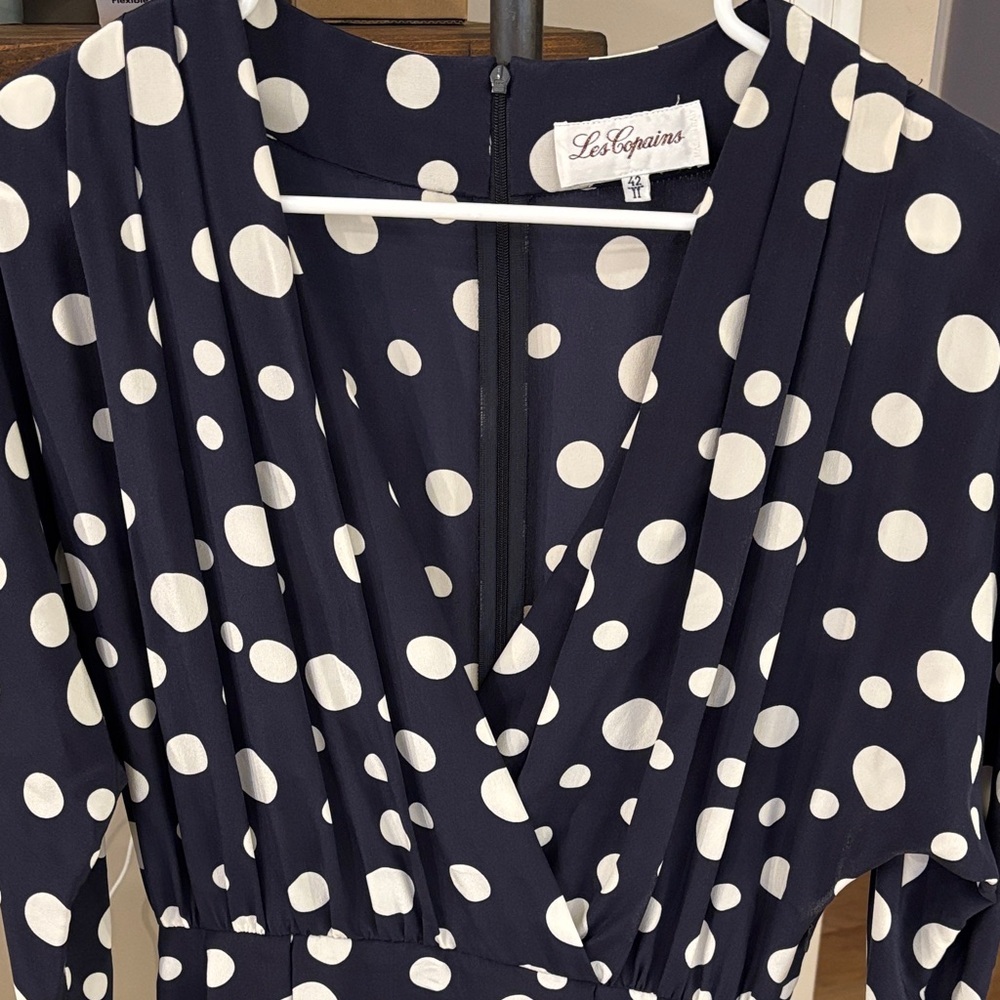 Vintage Les Copains 100% Silk Polka Dot Dress Made in Italy IT 42 - Picture 4 of 9